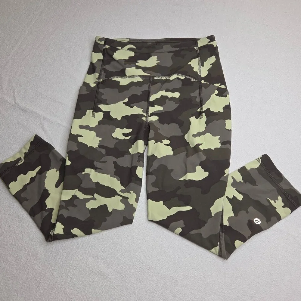 Lululemon Swift Speed High-Rise Crop Heritage 365 Camo Crispin Green Size 4